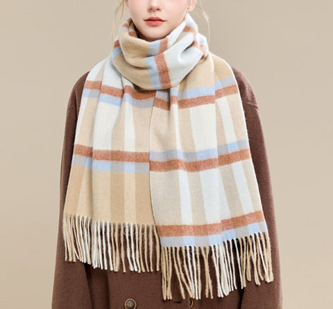 Holiday Scarf, Winter Wool Scarf, Warm Winter Scarf, Christmas Gifts for Her, Cold Weather Scarf, Fashion Scarf, Soft Cashmere Scarf for Girls, Elegant Wool Scarves-LargePaintingArt.com