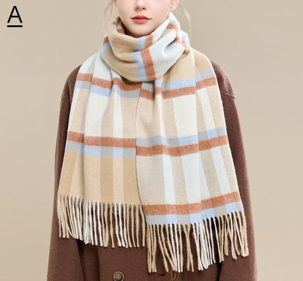 Elegant Wool Scarves, Winter Wool Scarf, Warm Winter Scarf, Holiday Scarf, Christmas Gifts for Her, Cold Weather Scarf, Fashion Scarf, Soft Cashmere Scarf for Girls-LargePaintingArt.com