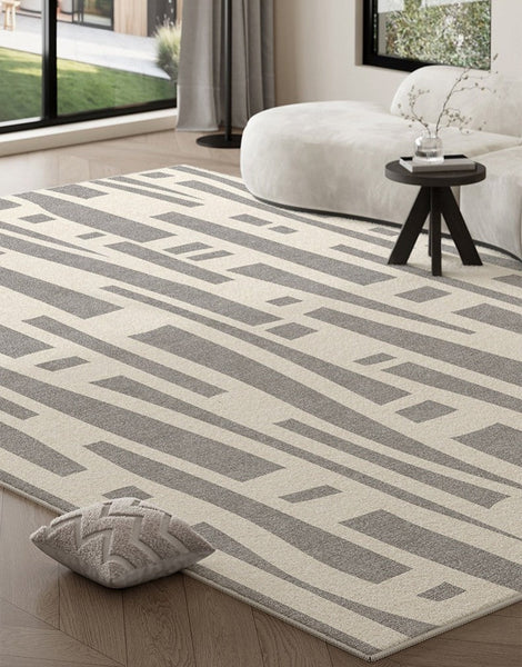 Large Modern Rugs for Living Room, Gray Geometric Area Rugs for Bedroom, Contemporary Area Rugs for Dining Room-LargePaintingArt.com