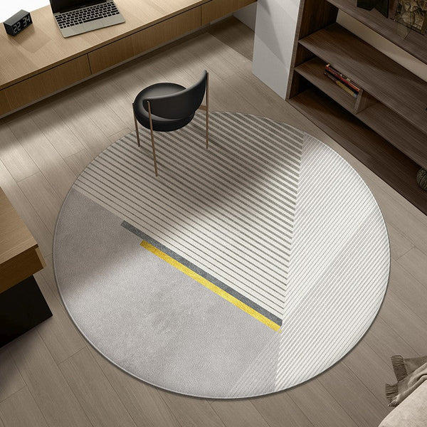 Modern Round Rugs under Coffee Table, Dining Room Modern Rugs, Gray Contemporary Round Rugs under Chairs, Circular Area Rugs for Bedroom-LargePaintingArt.com