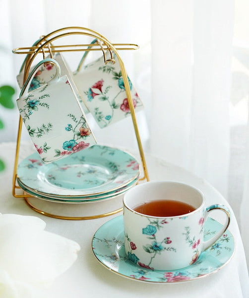 Vintage Tea Cup Set, Elegant Coffee Cup, Porcelain Tea cups, British Tea Cup Set, Afternoon Tea Cup with Saucer Set, Porcelain Coffee Cups, Coffee Cup in Gift Box-LargePaintingArt.com