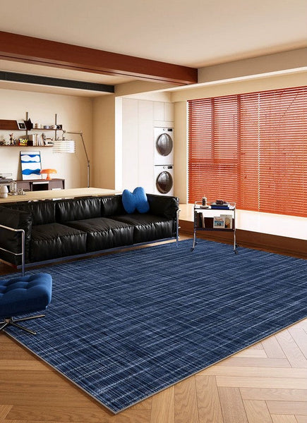 Unique Blue Modern Rugs for Dining Room, Bedroom Modern Floor Carpet, Mid Century Area Rugs, Contemporary Modern Living Room Rug Ideas-LargePaintingArt.com