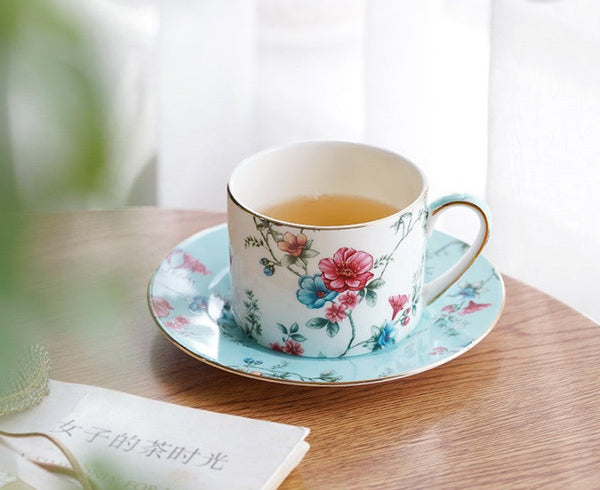 Vintage Tea Cup Set, Elegant Coffee Cup, Porcelain Tea cups, British Tea Cup Set, Afternoon Tea Cup with Saucer Set, Porcelain Coffee Cups, Coffee Cup in Gift Box-LargePaintingArt.com