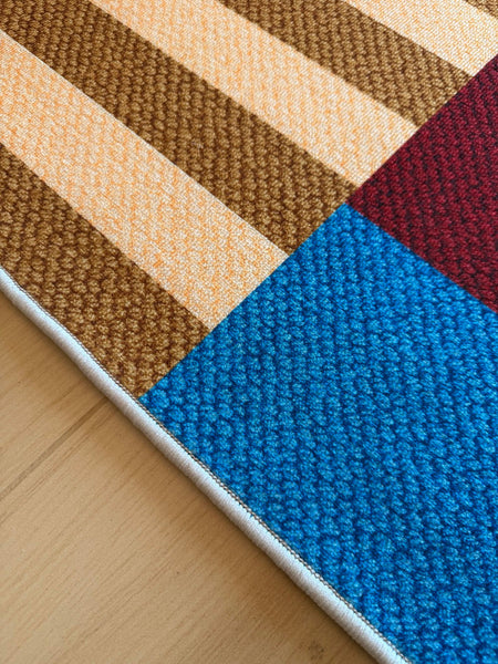 Modern Living Room Rug Ideas, Blue Mid Century Modern Rugs, Colorful Modern Rugs for Dining Room, Geometric Contemporary Area Rugs-LargePaintingArt.com