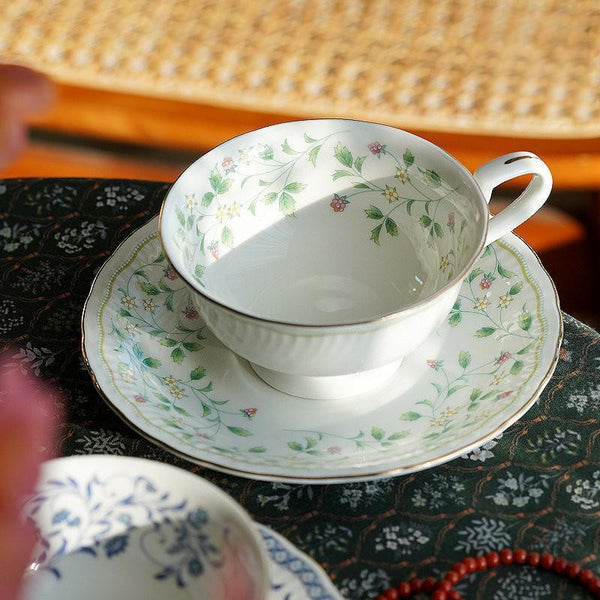Traditional Tea Cup Set, Porcelain Tea Cups, Floral Tea Cup Set, Classic British Tea Cups, Elegant Tea Cup With Saucer, Ceramic Tea Cup with Saucer, Tea Cup Set, Vintage Tea Cup Set, Modern Ceramic Cups-LargePaintingArt.com