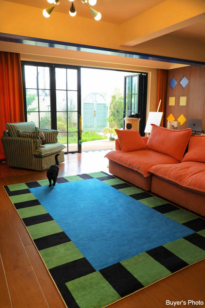 Mid Century Contemporary Rugs, Geometric Modern Rugs, Modern Living Room Rug Ideas, Colorful Area Rugs for Dining Room-LargePaintingArt.com