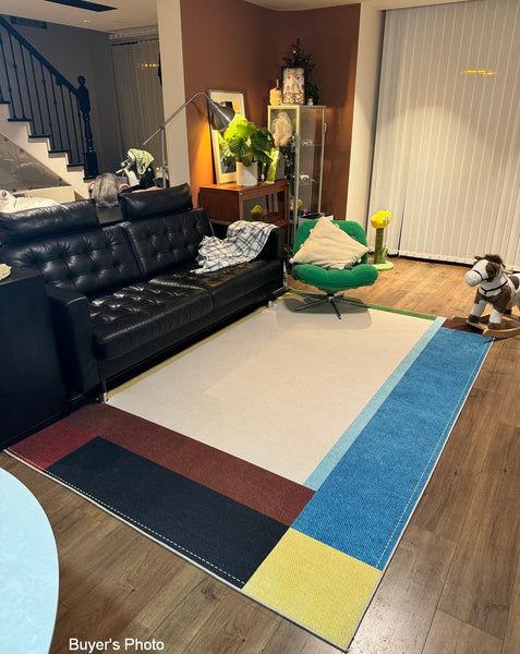 Modern Living Room Rug Ideas, Geometric Contemporary Area Rugs, Mid Century Modern Rugs, Colorful Modern Rugs for Bedroom-LargePaintingArt.com