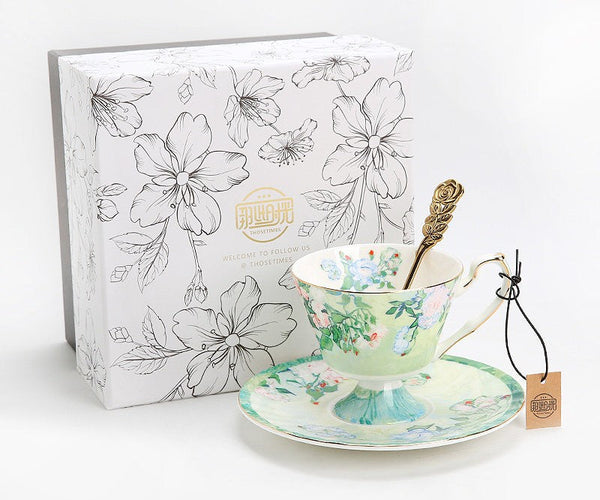 Porcelain Tea Saucer, Ceramic Tea Cup Set, British Tea Cup Set, Luxury Tea Cup Set, Elegant Coffee Cup-LargePaintingArt.com