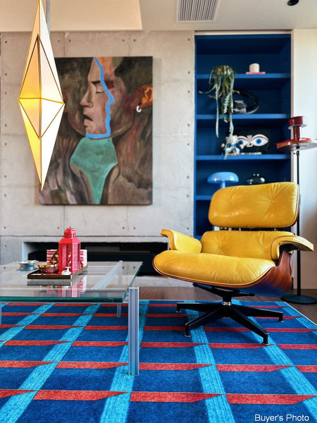 Living Room Rug Ideas, Mid Century Modern Rugs, Bedroom Modern Floor Carpet, Blue Modern Rug Designs, Contemporary Modern Rugs for Dining Room-LargePaintingArt.com