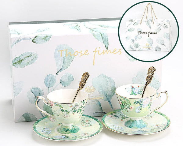 British Tea Cup Set, Luxury Tea Cup Set, Elegant Coffee Cup, Porcelain Tea Saucer, Ceramic Tea Cup Set-LargePaintingArt.com