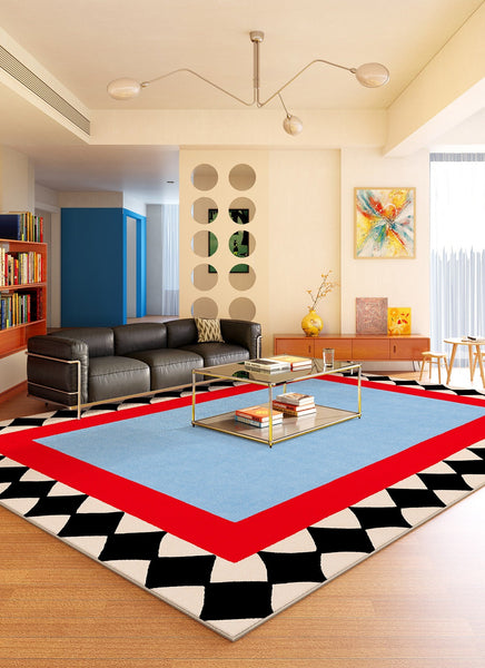 Colorful Modern Rugs for Bedroom, Contemporary Modern Rugs for Living Room, Geometric Modern Rugs, Modern Carpets under Coffee Table-LargePaintingArt.com