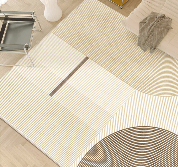 Abstract Contemporary Modern Rugs, Thick Modern Rugs for Living Room, Modern Rugs for Dining Room, Geometric Contemporary Rugs Next to Bed-LargePaintingArt.com