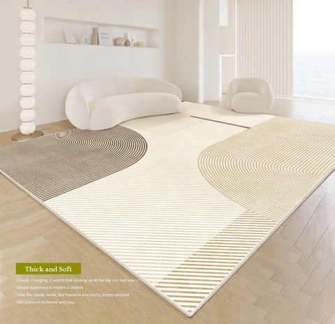 Abstract Contemporary Modern Rugs, Thick Modern Rugs for Living Room, Modern Rugs for Dining Room, Geometric Contemporary Rugs Next to Bed-LargePaintingArt.com