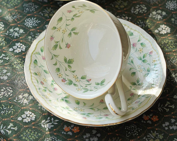Traditional Tea Cup Set, Porcelain Tea Cups, Floral Tea Cup Set, Classic British Tea Cups, Elegant Tea Cup With Saucer, Ceramic Tea Cup with Saucer, Tea Cup Set, Vintage Tea Cup Set, Modern Ceramic Cups-LargePaintingArt.com