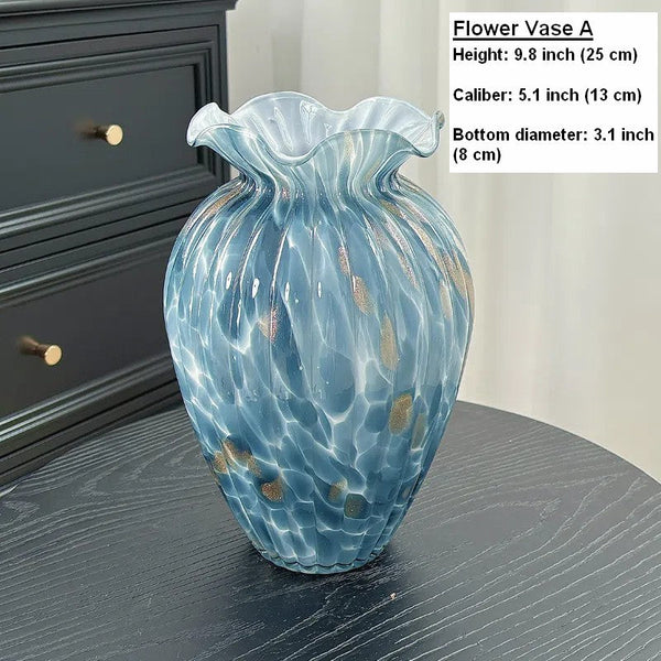 Modern Glass Bud Vases, Centerpiece Vases on Table, Handmade Liuli Vases, Color Glaze Vase, Contemporary Vases for Modern Home Decor-LargePaintingArt.com
