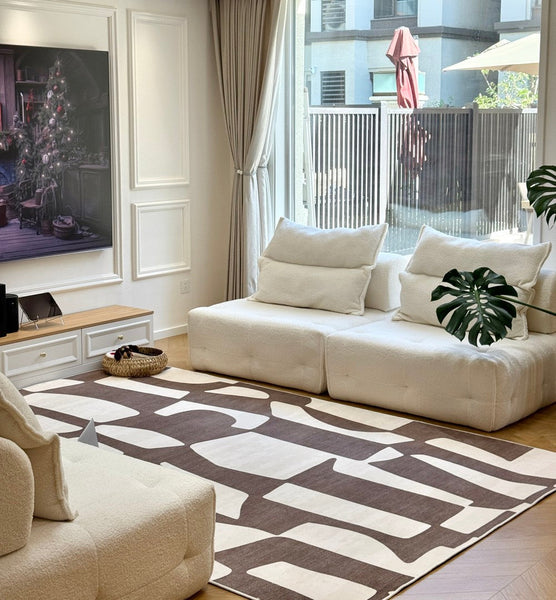 Abstract Contemporary Rugs for Bedroom, Modern Rugs under Sofa, Dining Room Floor Rugs, Modern Rug Ideas for Living Room-LargePaintingArt.com