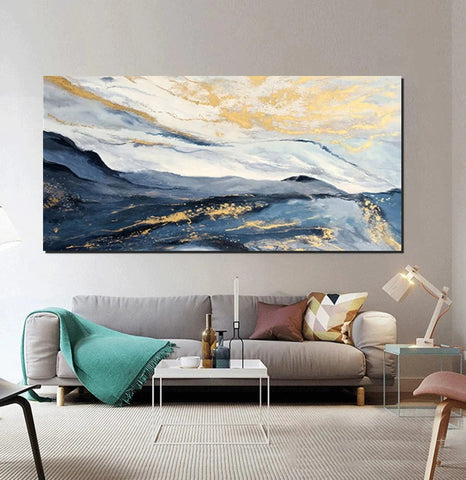 Acrylic Abstract Painting Behind Couch, Buy Paintings Online, Large Painting on Canvas, Living Room Wall Art Paintings, Simple Acrylic Painting Ideas-LargePaintingArt.com