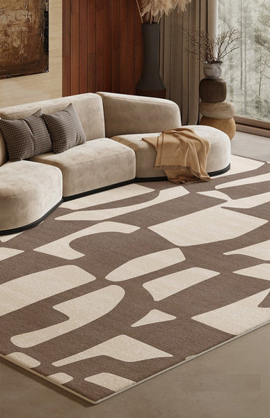 Abstract Contemporary Rugs for Bedroom, Modern Rugs under Sofa, Dining Room Floor Rugs, Modern Rug Ideas for Living Room-LargePaintingArt.com