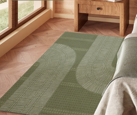 Dining Room Floor Rugs, Modern Rug Ideas for Living Room, Green Modern Rugs under Sofa, Abstract Contemporary Rugs for Bedroom-LargePaintingArt.com
