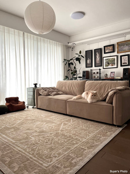 Large Modern Rugs under Dining Room Table, Contemporary Abstract Rugs Next to Bed, Geometric Modern Carpets for Office, Vintage Soft Turkish Rug for Living Room-LargePaintingArt.com