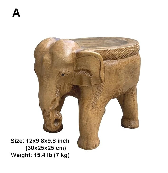 Elephant Sofa Stool, Dining Table Stool, Handmade Solid Wood low Stool, Elephant Wooden Stool, Creative Shoe-changing Stool-LargePaintingArt.com