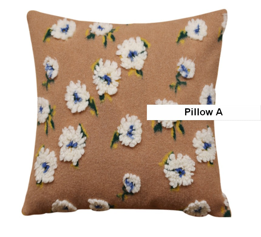 Contemporary Modern Sofa Pillows, Square Modern Throw Pillows for Couch, Flower Decorative Pillow Covers, Decorative Pillows for Bedroom-LargePaintingArt.com