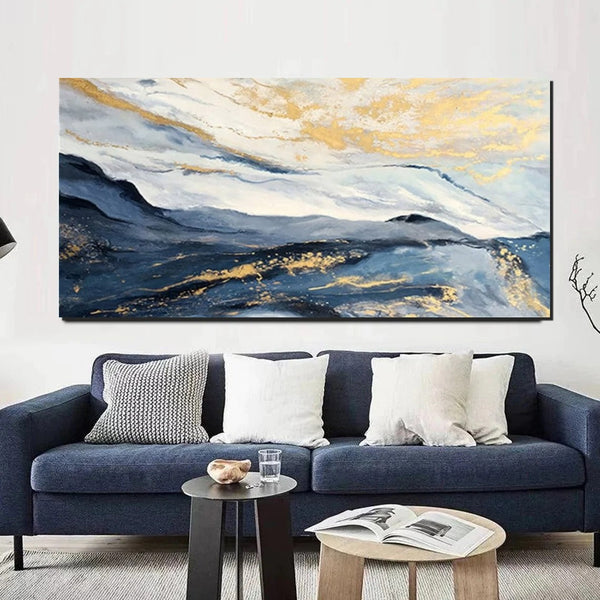 Acrylic Abstract Painting Behind Couch, Buy Paintings Online, Large Painting on Canvas, Living Room Wall Art Paintings, Simple Acrylic Painting Ideas-LargePaintingArt.com