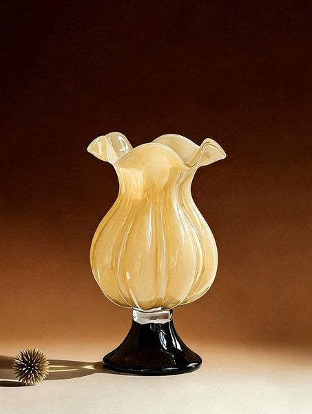 Centerpiece Contemporary Vases on Table, Mid Century Glass Vases, Unique Decorative Glass Vase, Handmade Modern Vases for Living Room, Modern Glass Vase for Flowers-LargePaintingArt.com