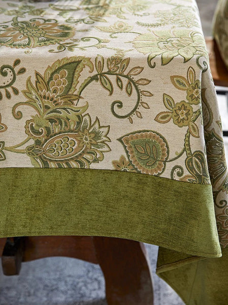 Modern Kitchen Table Cover, Table Cover for Dining Room Table, Flower Pattern Linen Tablecloth for Round Table, Simple Modern Rectangle Tablecloth Ideas for Oval Table-LargePaintingArt.com