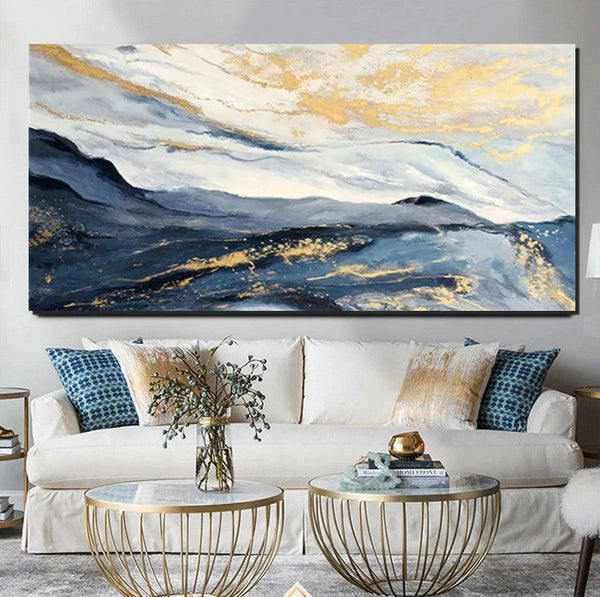 Acrylic Abstract Painting Behind Couch, Buy Paintings Online, Large Painting on Canvas, Living Room Wall Art Paintings, Simple Acrylic Painting Ideas-LargePaintingArt.com