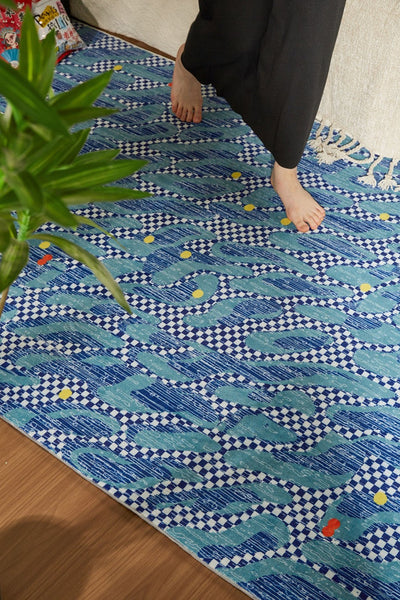 Abstract Area Rugs for Living Room, Contemporary Modern Rugs Next to Bed, Modern Carpets for Office, Geometric Modern Rugs under Dining Room Table-LargePaintingArt.com