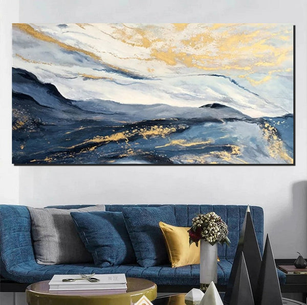 Acrylic Abstract Painting Behind Couch, Buy Paintings Online, Large Painting on Canvas, Living Room Wall Art Paintings, Simple Acrylic Painting Ideas-LargePaintingArt.com