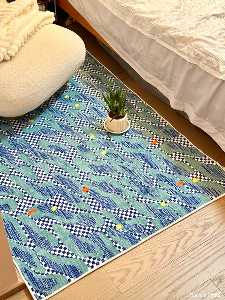 Abstract Area Rugs for Living Room, Contemporary Modern Rugs Next to Bed, Modern Carpets for Office, Geometric Modern Rugs under Dining Room Table-LargePaintingArt.com