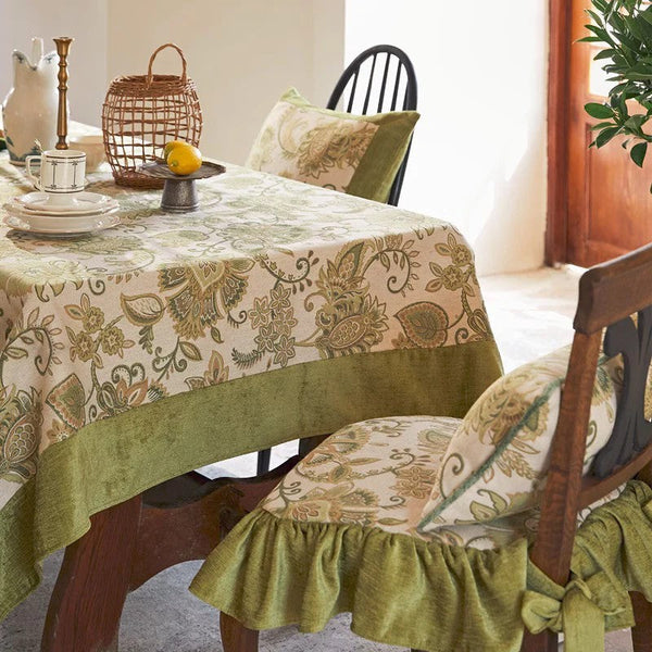 Table Cover for Dining Room Table, Flower Pattern Linen Tablecloth for Round Table, Modern Kitchen Table Cover, Simple Modern Rectangle Tablecloth Ideas for Oval Table-LargePaintingArt.com