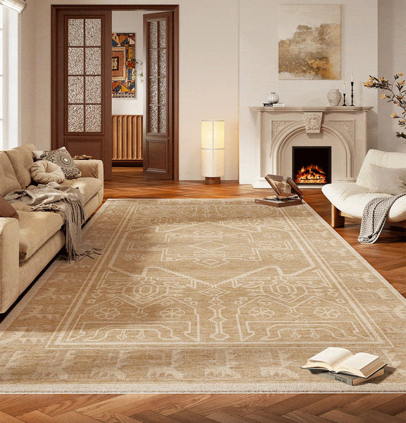 Large Modern Rugs under Dining Room Table, Contemporary Abstract Rugs Next to Bed, Geometric Modern Carpets for Office, Vintage Soft Turkish Rug for Living Room-LargePaintingArt.com