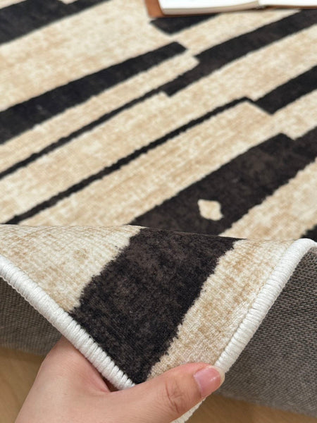 Contemporary Abstract Rugs Next to Bed, Modern Rugs under Dining Room Table, Geometric Modern Carpets for Office, Large Modern Rugs for Living Room-LargePaintingArt.com