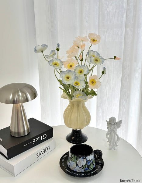 Centerpiece Contemporary Vases on Table, Mid Century Glass Vases, Unique Decorative Glass Vase, Handmade Modern Vases for Living Room, Modern Glass Vase for Flowers-LargePaintingArt.com