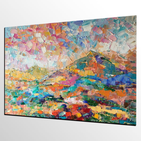 Custom Abstract Painting, Abstract Mountain Landscape Painting, Oil Painting, Heavy Texture Art-LargePaintingArt.com