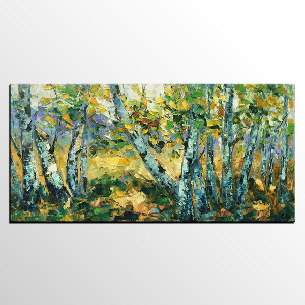 Landscape Wall Art Paintings, Custom Palette Knife Paintings, Autumn Tree Painting, Impression Painting, Landscape Painting on Canvas-LargePaintingArt.com