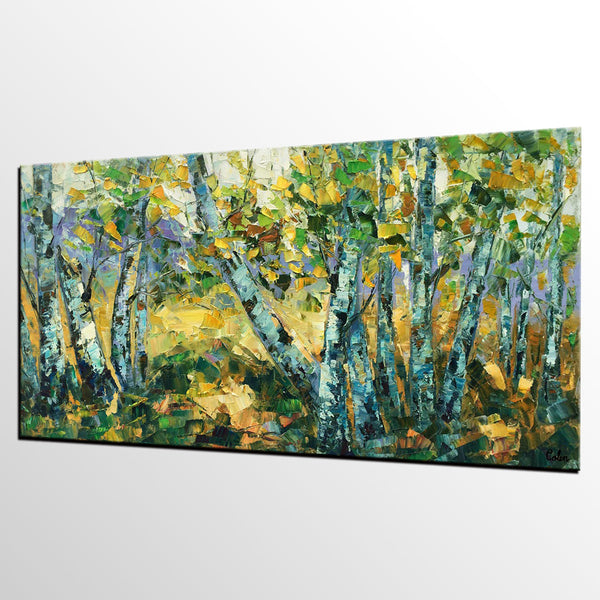 Landscape Wall Art Paintings, Custom Palette Knife Paintings, Autumn Tree Painting, Impression Painting, Landscape Painting on Canvas-LargePaintingArt.com