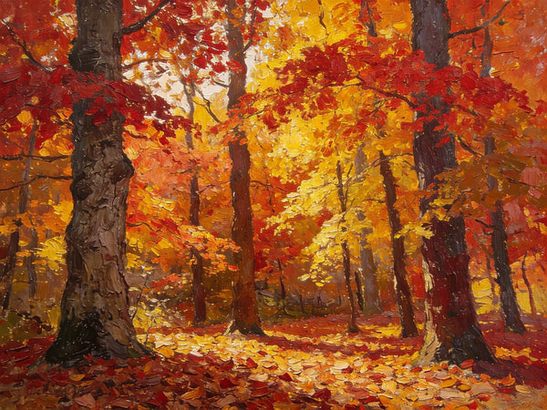 On Canvas Small Paintings, Autumn in the Forest, Hand Painted Canvas Art, Original Oil Paintings, Small Landscape Paintings, Landscape Wall Art Paintings-LargePaintingArt.com