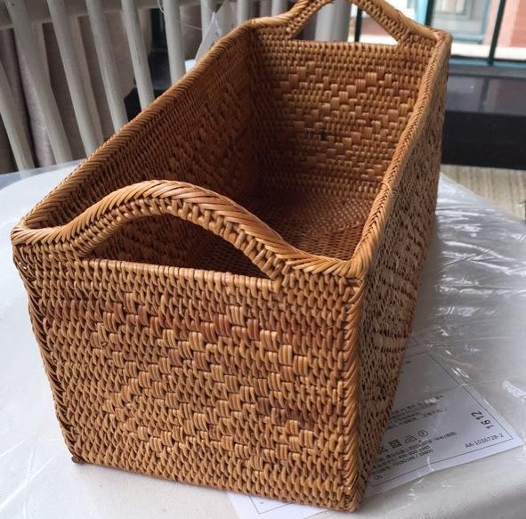 Natural Fiber Baskets, Small Storage Basket for Kitchen, Indonesia Woven Storage Basket, Rattan Storage Basket for Dining Room-LargePaintingArt.com