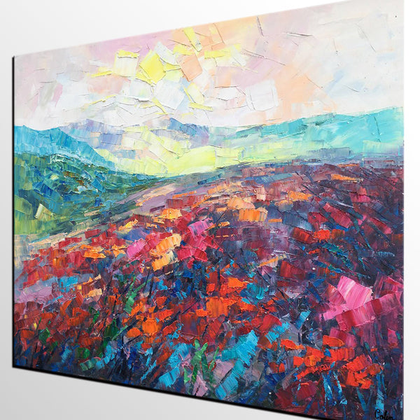 Canvas Art, Mountain Landscape Original Painting, Custom Large Modern Wall Art, Buy Art Online-LargePaintingArt.com