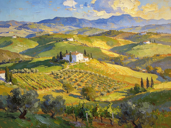 Landscape Wall Art Paintings, Tuscan Hills in Harmony, Hand Painted Canvas Art, Original Oil Paintings, On Canvas Small Paintings, Small Landscape Paintings-LargePaintingArt.com