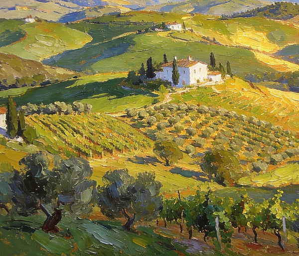 Landscape Wall Art Paintings, Tuscan Hills in Harmony, Hand Painted Canvas Art, Original Oil Paintings, On Canvas Small Paintings, Small Landscape Paintings-LargePaintingArt.com