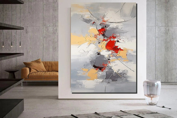 Large Canvas Painting for Office, Simple Modern Acrylic Paintings, Dining Room Canvas Painting, Contemporary Modern Artwork-LargePaintingArt.com