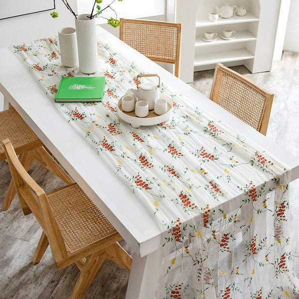 Spring Flower Rectangular Tablecloth for Oval Table, Extra Large Lace Tablecloths, Lace Embroidered Table Covers, Rectangular Table Covers for Coffee Table-LargePaintingArt.com