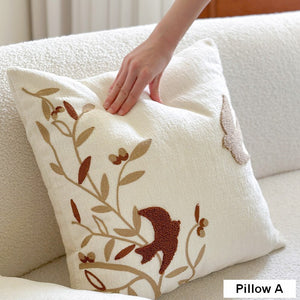 Decorative Pillows for Couch, Square Decorative Pillow Covers, Farmhouse Decorative Pillows for Sofa, Spring Swallow Decorative Pillows for Bedroom-LargePaintingArt.com