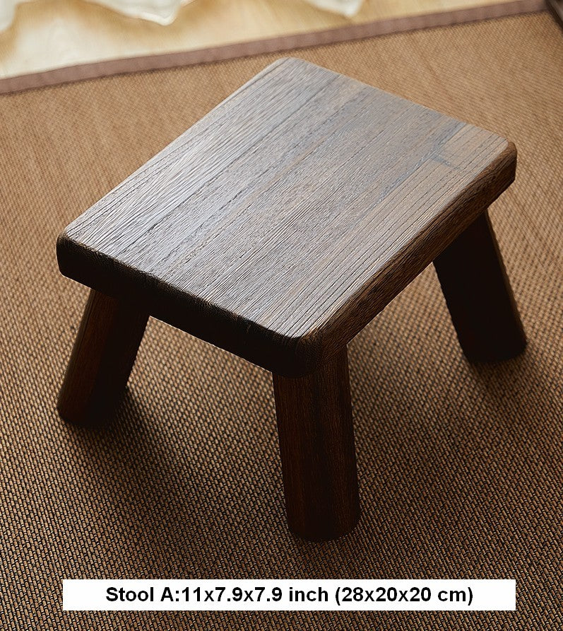 Dining Table Stool, Shoe-changing Stool, Solid Wood low Stool, Paulownia Wood Stool, Children's Wooden Stool, Sofa Stool-LargePaintingArt.com