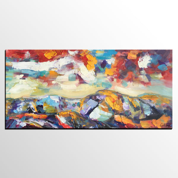 Mountain Landscape Painting, Original Landscape Painting, Custom Art, Heavy Texture Painting, Oil Painting for Living Room-LargePaintingArt.com